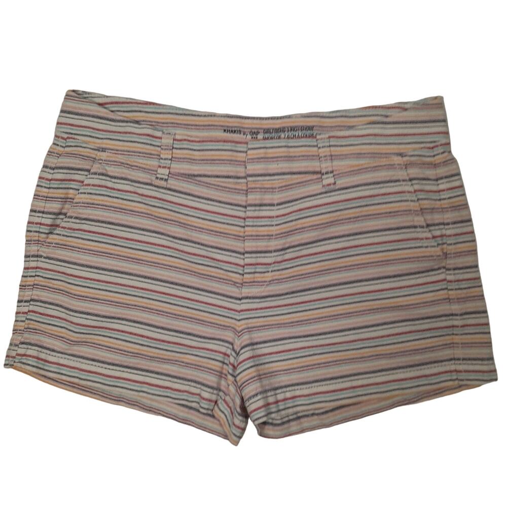 Khakis by Gap‎ Multicolor Striped Cotton Girlfriend 3" Short Women 10 Preppy